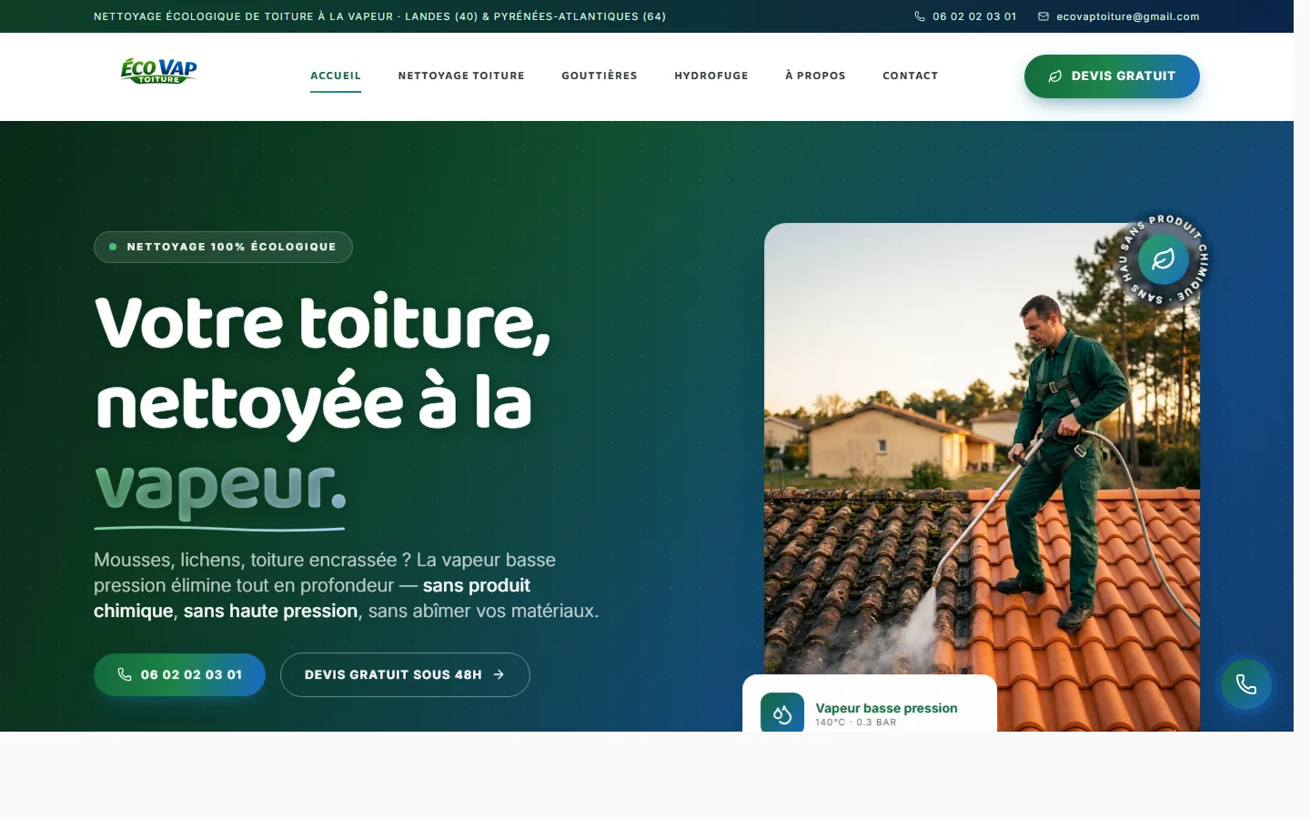 Site nettoyage de toiture