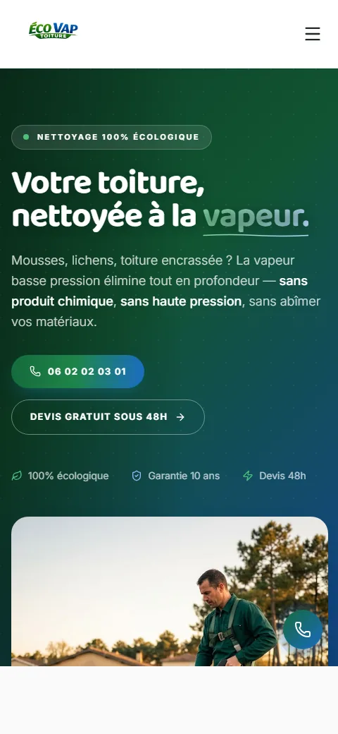 Aperçu site nettoyage toiture mobile