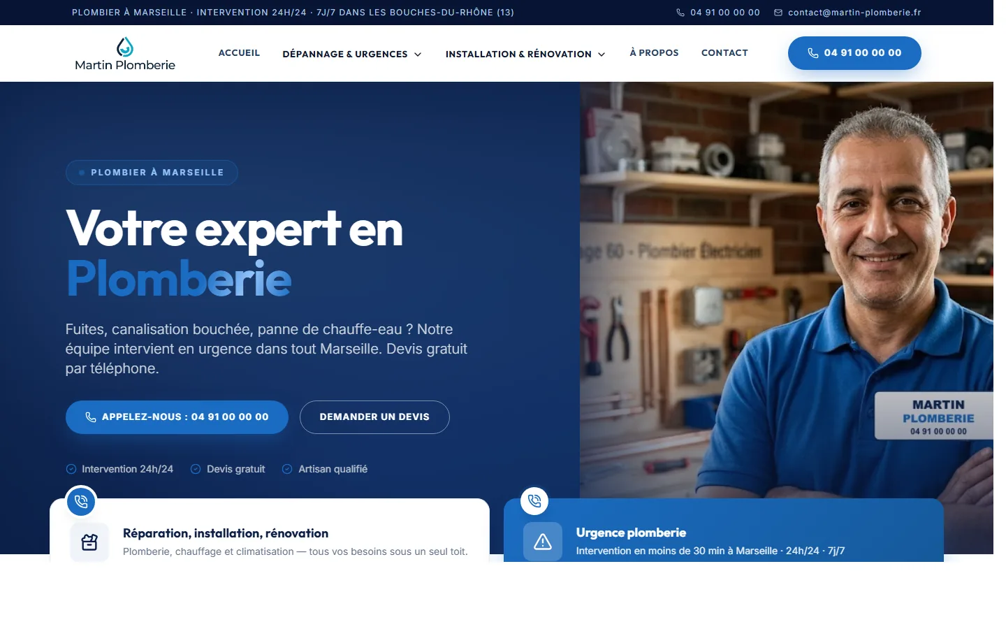 Aperçu site artisan plombier